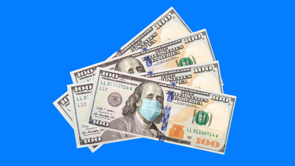blue image with four hundred dollars bills